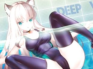 hentai uncensored pussy a neko schoolgirl in a swimsuit so tight an...