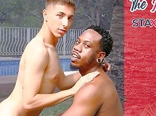 al-aire-libre, público, polla-enorme, interracial, gay, paja, piscina, polla