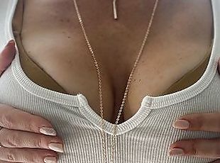 Young Hot Solo Milf Grabs Her Milky Tits, Masturbates & Touches Her...