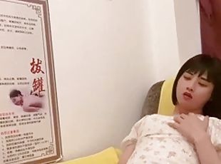 Asian ts cums during public massage