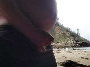 masturbation, en-plein-air, amateur, plage, solo, bite