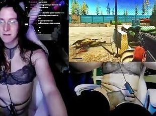 Trans gamer girl streamer ends up masturbating more than playing Es...