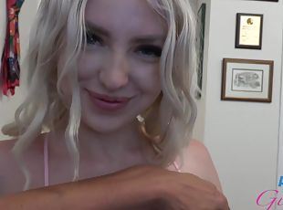 Skinny blonde Britt Blair moans while getting fucked in the ass