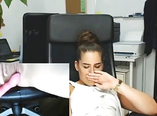 Secretary masturbating in her office while others working