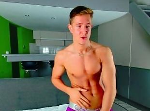 amatør, homofil, handjob, stripping, truser, høyskole, blond, alene, muskuløs, twink