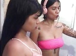 masturbation, orgasme, chatte-pussy, babes, ébène, lesbienne, ados, jouet, maison, latina