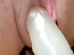 Nasty little bitch riding dildo slow pretty pink pussy showing while grinding on vibrator