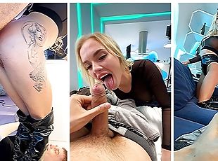 How hard anal smed behind the scenes - a blowjob from a busty blond...