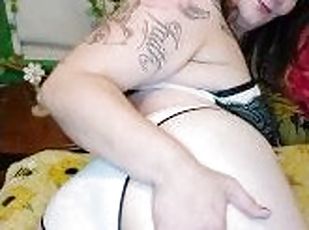 veľké-prsia, anál, mamka, bbw, prstovanie, rozkošné-cute, zadok-butt, sólo, biele, tetovanie