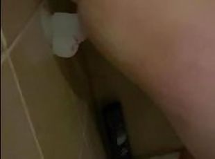 Riding my dildo in the shower then cumming on it
