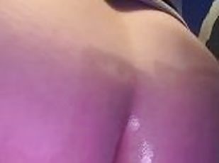 Bbw all lubed up trys anal then uses vibrator to finish & squirt al...