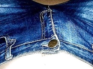Striptease and shooting cum onto my slim fit unisex blue jeans ????...
