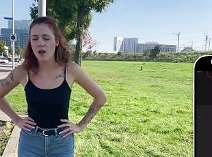 gros-nichons, masturbation, orgasme, en-plein-air, public, maigre, ados, rousse, ejaculation, fétiche