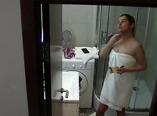 bañando, tetas-grandes, amateur, adolescente, novia, cachonda, ducha, morena, tatuaje