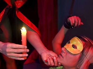 Kinky BDSM fucking with a sexy slave with a mask and sneakers