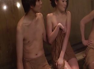 asiatisk, kone, amatør, pikslikkeri, japans, creampie, gruppesex-groupsex, husmor, kær, pinseferie