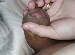 Stepmother masturbates her stepsons cock without a condom