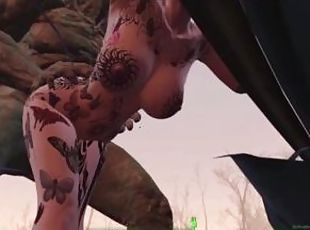 Big Ass Tatooed MILF Morning Fucked By Friendly Mutant: Fallout 4 A...