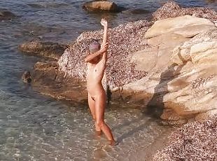 nudist, javno, amaterski, camera, plaža, potovanje, perfektno, fetiš, realnost, majhne-prsi