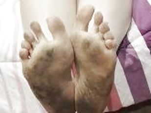 amatorskie, stopy, brudne, fetysz, solo, kobieca-dominacja, palce