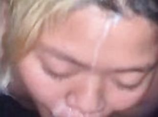 asiatisk, amatør, blowjob, cumshot, stor-pikk, bbw, facial, pikk