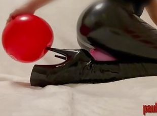 Balloons, latex, feet, high heel boots mesmerize you