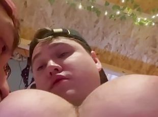 Fat tit jock gets boobs sucked and big jock pussy fucked by straigh...