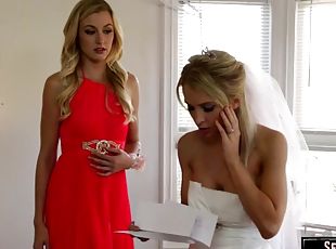Bridesmaid secretly sucking cheating groom