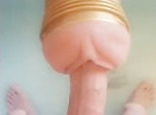 Watch my big cock throbbing and cumming into into my fleshlight han...