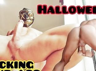 amateur, ejaculation, pute, fantaisie, bite, halloween, masque