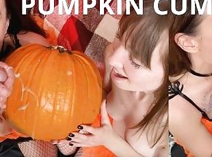 PUMPKIN PIE CUMSHOT / Two Horny Witches Having Threesome / Kate Qui...