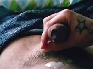 onani, amatør, cumshot, stor-pikk, handjob, alene, virkelig, pikk