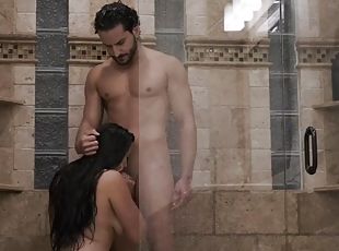kąpiel, duże-cycki, hardcore, latynoskie, mąż, dupa, prysznic