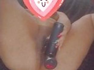 masturbation, orgasme, giclée, amateur, ébène, milf, jouet, belle-femme-ronde, solo