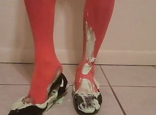 amateur, pieds, bas, solo, en-nylon, halloween