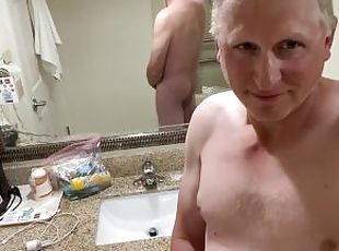 Daddy huge cock Cumshot with front and rear views tries to hit phon...