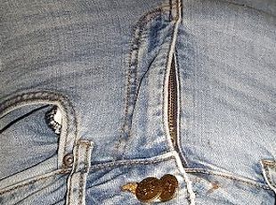 Striptease and surprisingly huge cumshots onto my torn blue jeans ?...