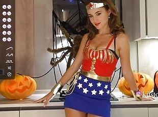Sexy Wonder Woman live streams on Chaturbate and shows her tits (we...