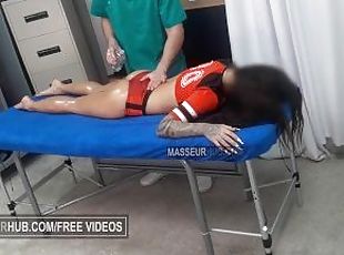 This gymnast goes to the massage room to get her pain treated, but ...