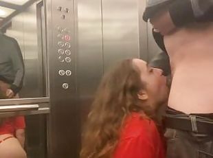 I meet MY NEIGHBOR in the elevator, fuck her and give her milk in t...