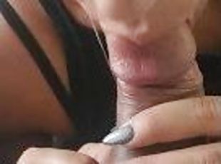 After work Hot Blonde sexy gray nail BJ ends with extremely intense...