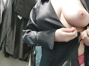 Pretty Girl Tries On Hot Outfits Without A Bra